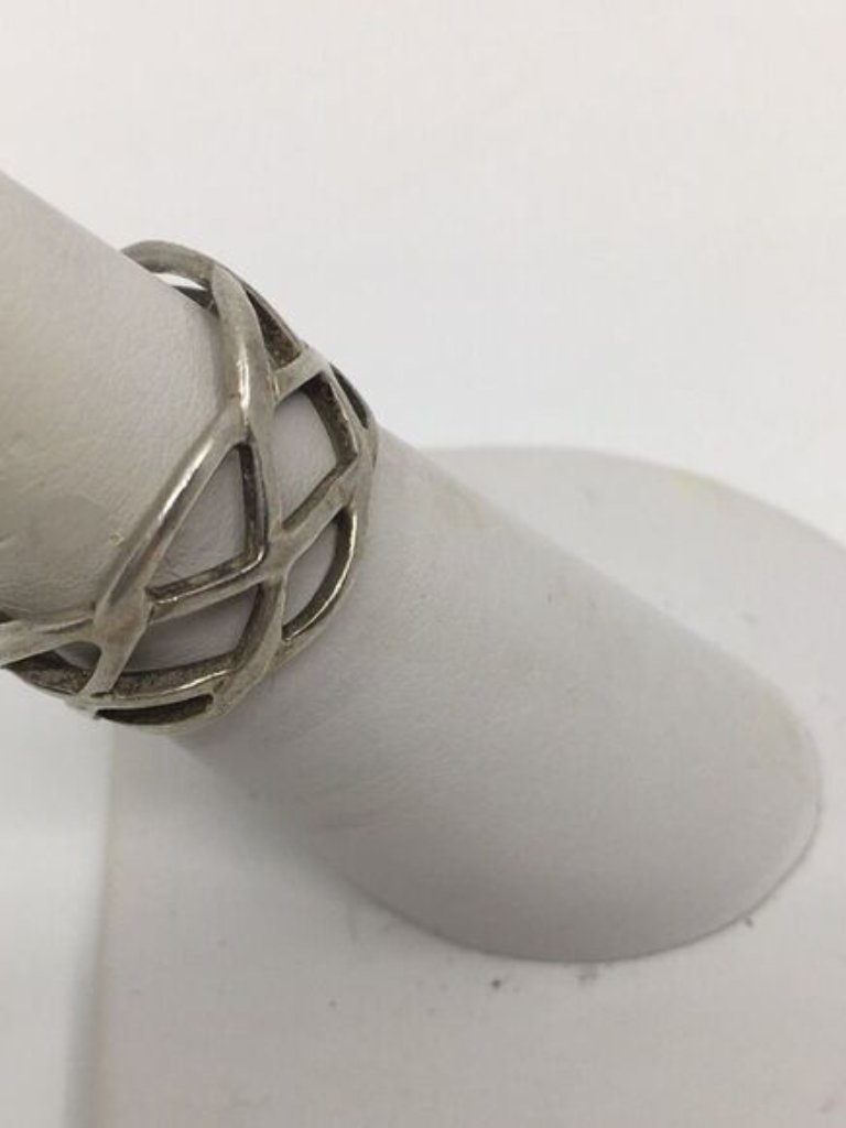 Sterling Silver 925 Basket Weave Band Ring Size 6